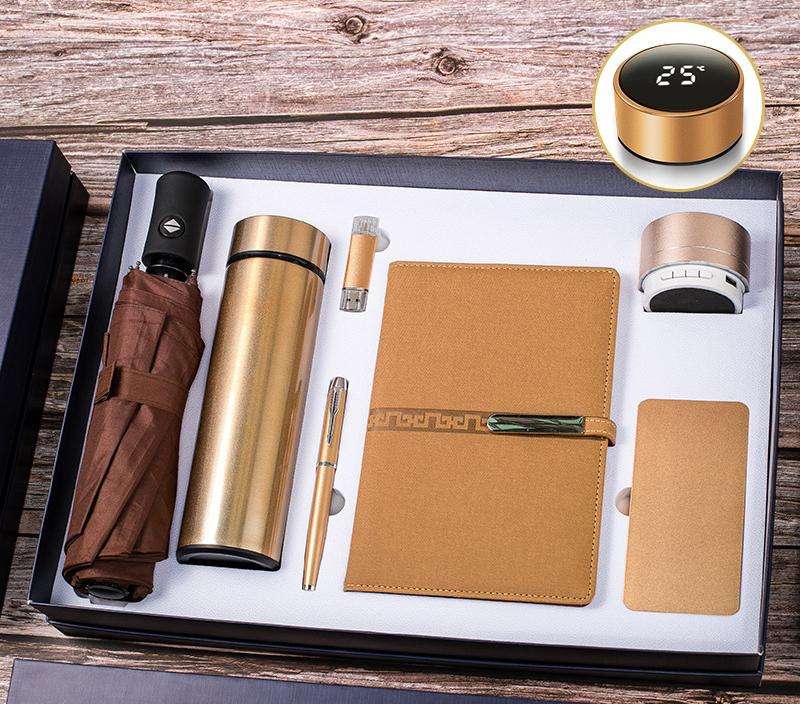 Custom Logo Vacuum Insulated Cup Ballpoint Pen Usb Flash Drive Business Card Holder Mouse Pad Notebook Combo Corporate Gift Set