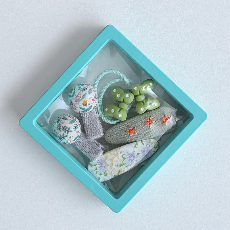 Popular Little Princess Colorful Macaron Hair Clip Hair Accessory Set Children's Birthday Gift Small Rubber Band Jewelry Gift Box