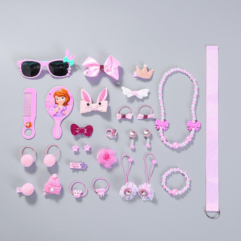 Tracy & Herry Cute Princess Hair Clips Gift Set 28pcs Hairgrips Including Sunglasses Comb Necklace Accessories for Girls