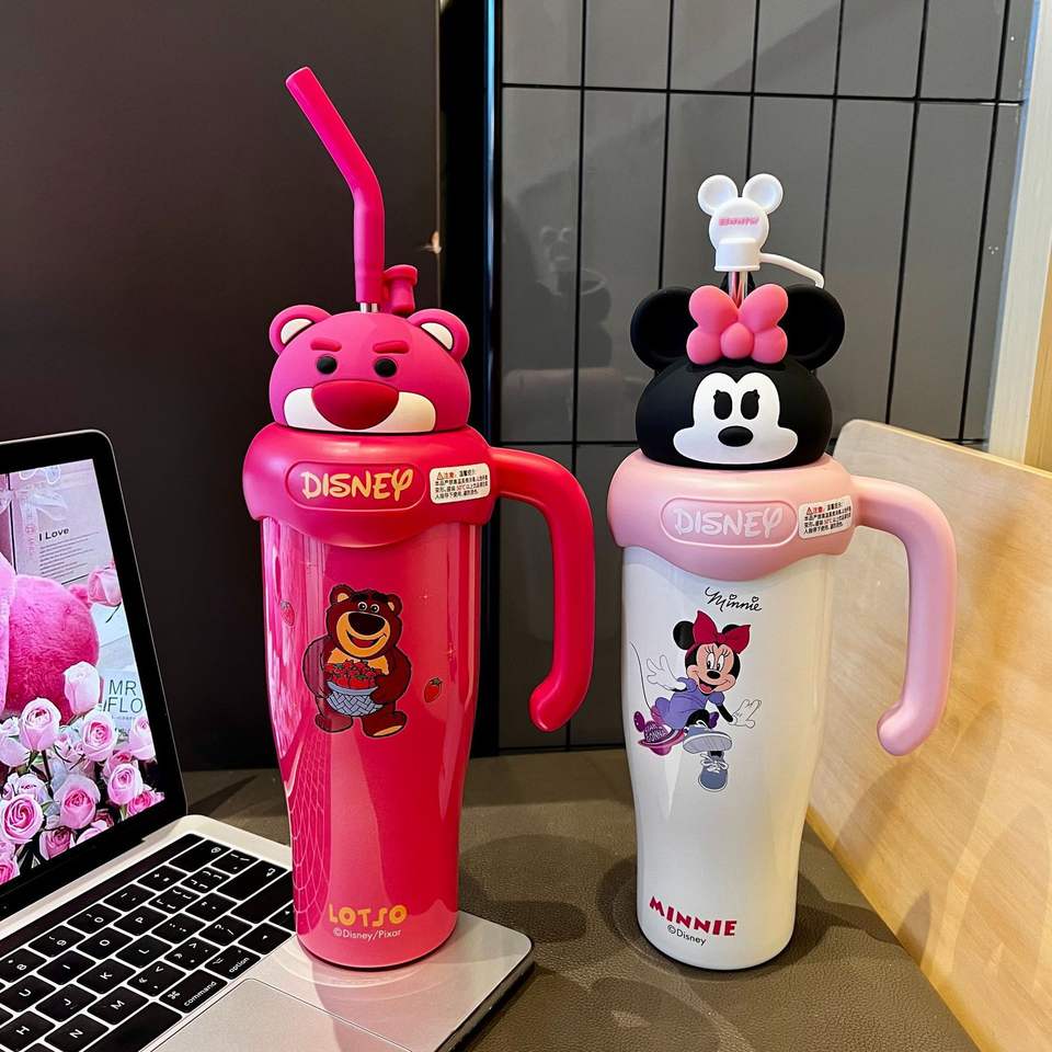 MAIMA New Arrival 800ml Portable Stainless Steel Tumbler Child-Insulated High-Appearance Strawberry Bear Mouse Coffee Mug 304
