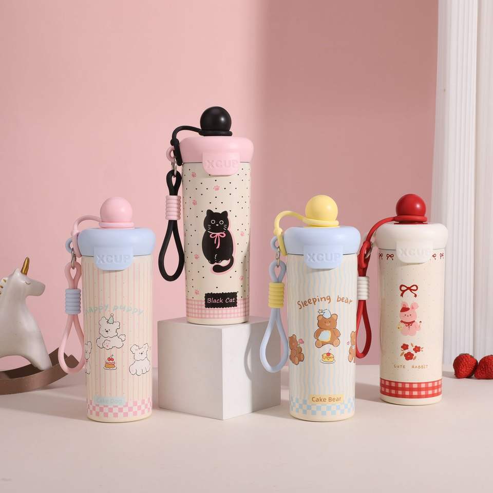 Insulation Cup Suitable for Students and Children Cartoon Floating Ball Stainless Steel Insulation Cup