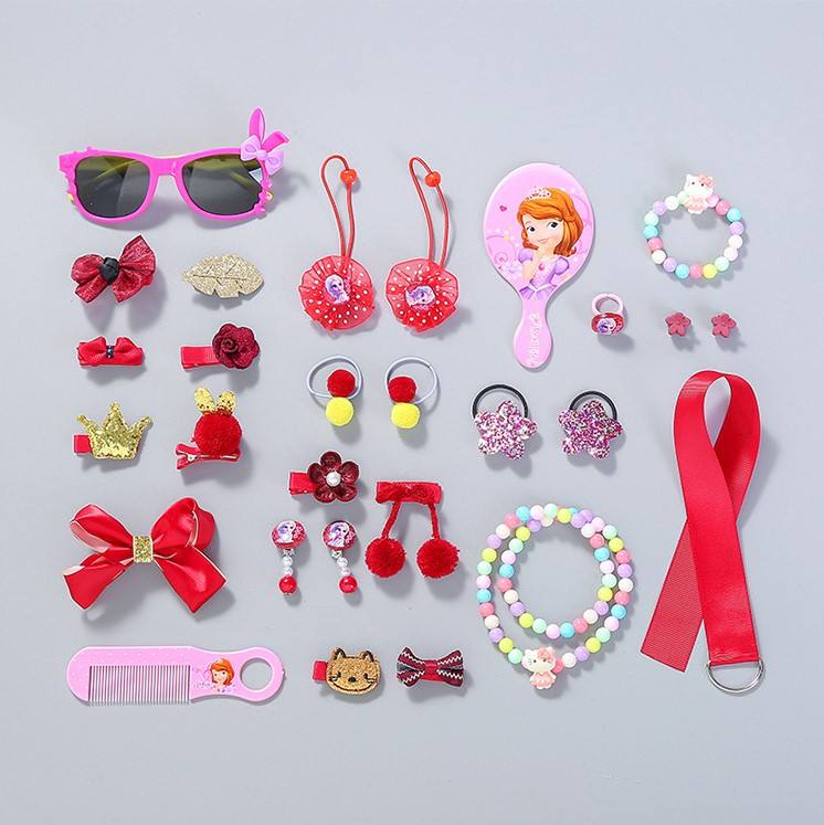 Tracy & Herry Cute Princess Hair Clips Gift Set 28pcs Hairgrips Including Sunglasses Comb Necklace Accessories for Girls