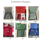 Custom Logo Leather Notebook Stainless Steel Tumbler USB Premium Corporate Gift Set