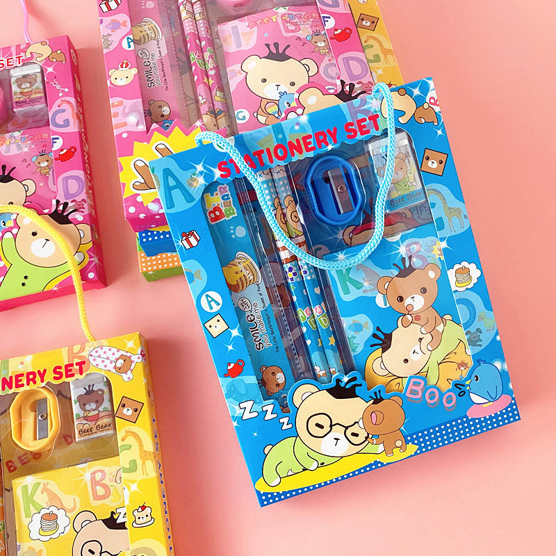 Stationery Set 6-Piece Set for Primary School Students, Kidsren's Learning Gift Box, Kindergarten Birthday Gift, Prize