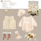 Baby Gift Box Full Moon Outfit for Baby Girl One-Year-Old Dress Pure Cotton Set Box Spring and Autumn Hundred-Day Outfit Romper Set