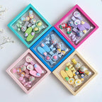 Popular Little Princess Colorful Macaron Hair Clip Hair Accessory Set Children's Birthday Gift Small Rubber Band Jewelry Gift Box
