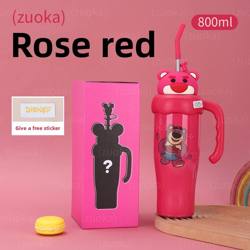 MAIMA New Arrival 800ml Portable Stainless Steel Tumbler Child-Insulated High-Appearance Strawberry Bear Mouse Coffee Mug 304