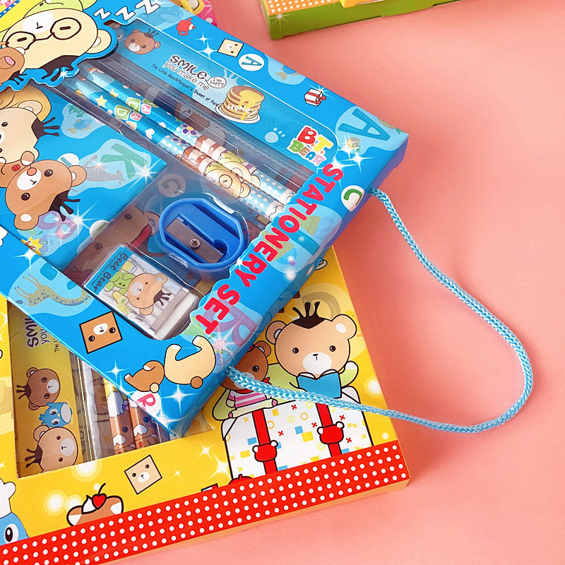 Stationery Set 6-Piece Set for Primary School Students, Kidsren's Learning Gift Box, Kindergarten Birthday Gift, Prize