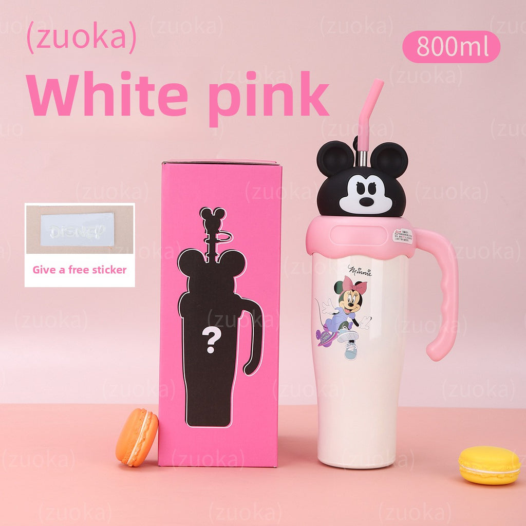 MAIMA New Arrival 800ml Portable Stainless Steel Tumbler Child-Insulated High-Appearance Strawberry Bear Mouse Coffee Mug 304