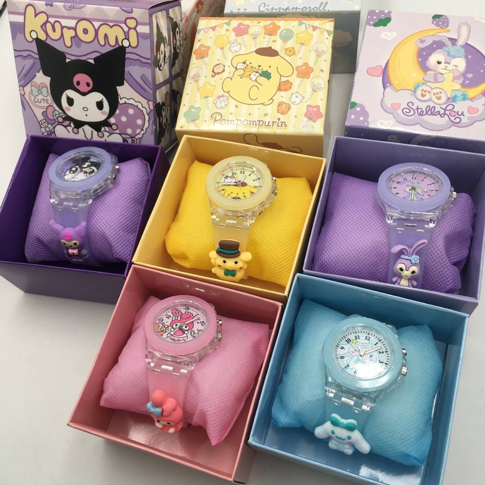 Children's Luminous Watch for Children's Day Gift, Sanrio Jelly Watch, Kuromi Girly Cartoon Luminous Quartz Watch