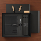 Custom Logo Leather Notebook Stainless Steel Tumbler USB Premium Corporate Gift Set