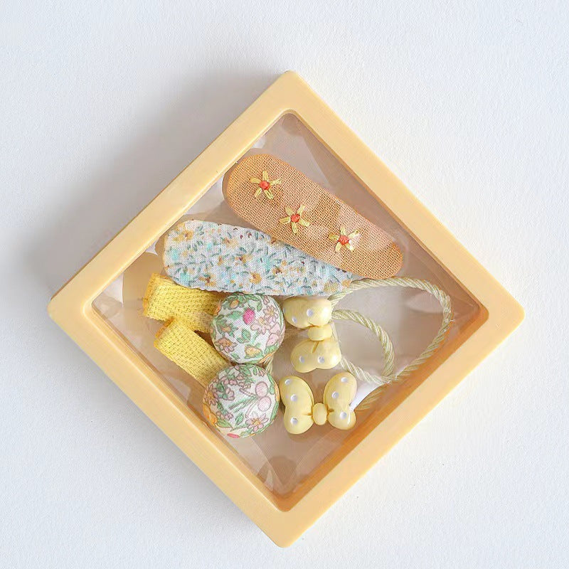 Popular Little Princess Colorful Macaron Hair Clip Hair Accessory Set Children's Birthday Gift Small Rubber Band Jewelry Gift Box