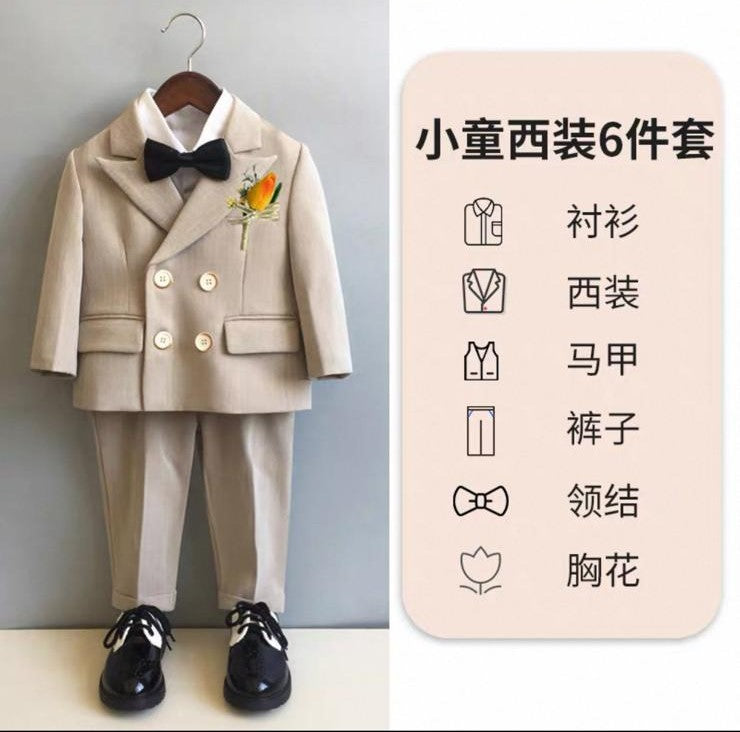 Children's Six-Piece Suit, Boy's Formal Suit, Flower Boy Suit, Baby Boy's First Birthday Suit, Small Suit, Men's Small Suit, Autumn and Winter