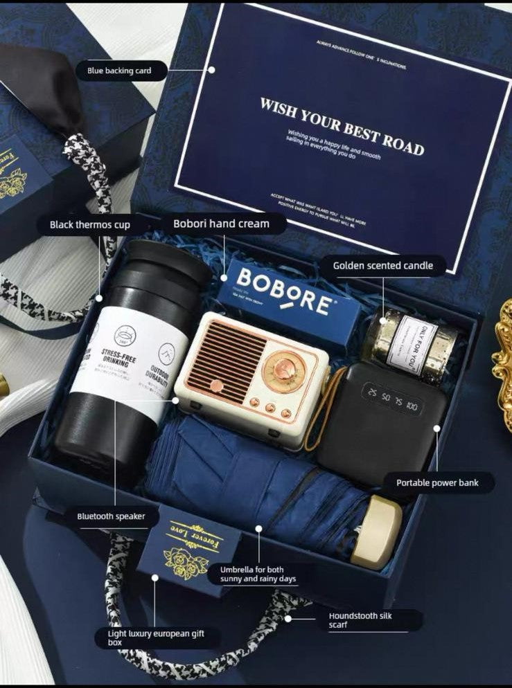 Premium Men’s Gift Box Set – Neck Massager, Shaver, Thermos & Daily Essentials