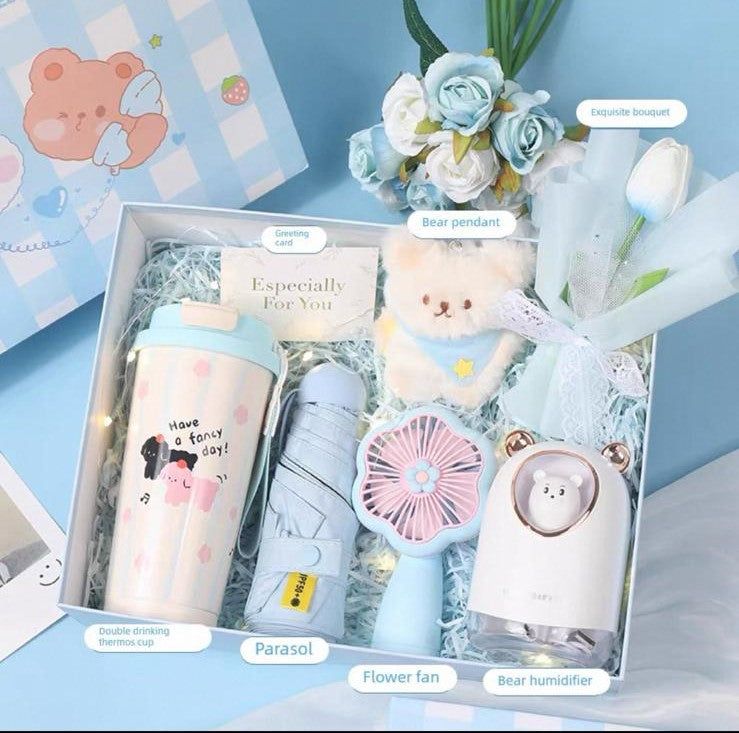Ultimate 3‑in‑1 Coffee Mug, Fan & Umbrella Gift Box